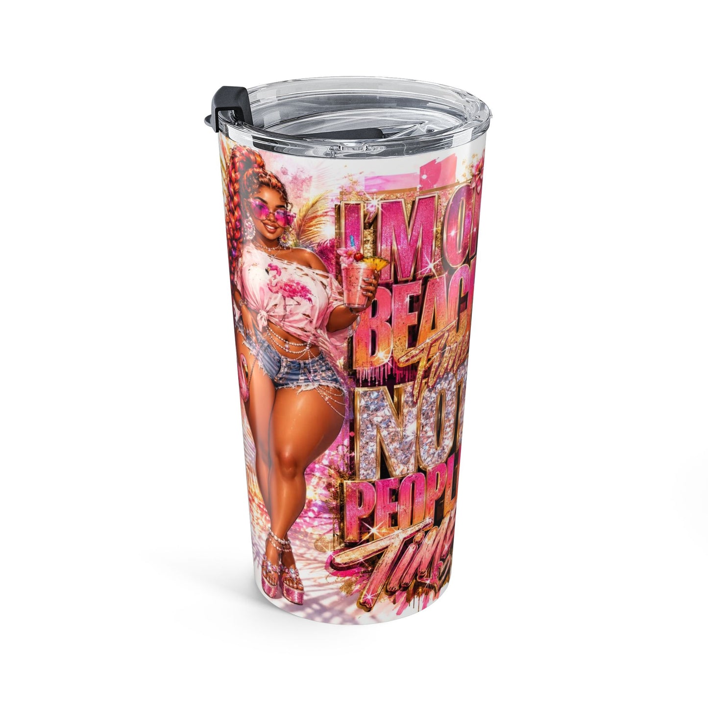 20oz Carnival Queen Tumbler - 'Hold On, Laugh, Live' Pink Glam Stainless Travel Cup