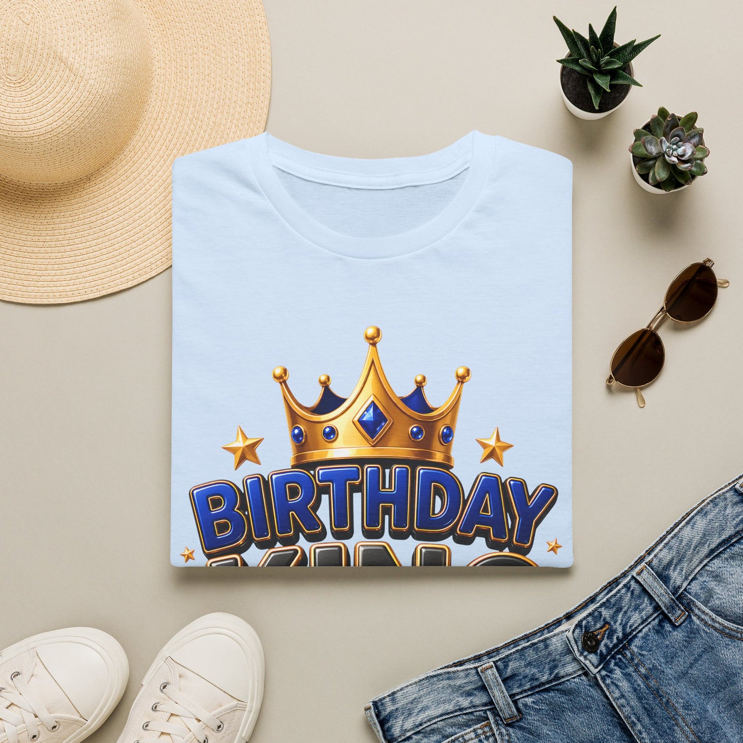 Birthday King T-Shirt — Crown Graphic Birthday Tee for Men
