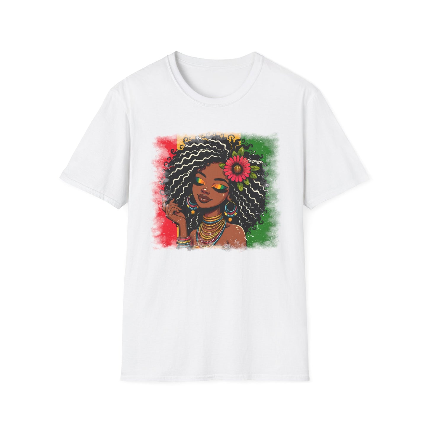 Afro Goddess T-Shirt — Floral Headwrap Black Woman Art Tee