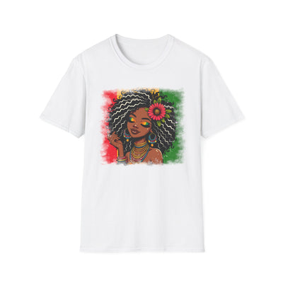 Afro Goddess T-Shirt — Floral Headwrap Black Woman Art Tee