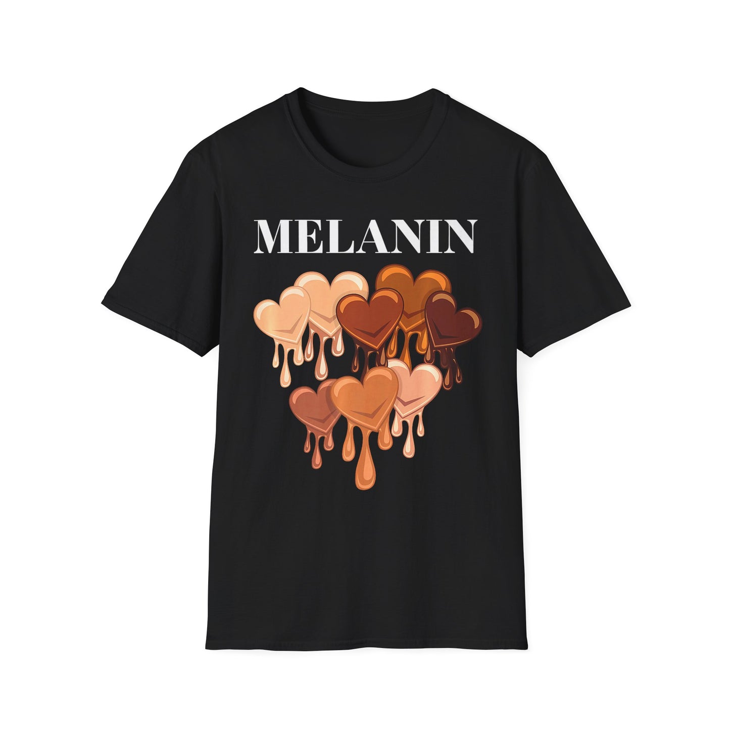 Melanin Drip Hearts T-Shirt — Brown Skin Pride Graphic Tee