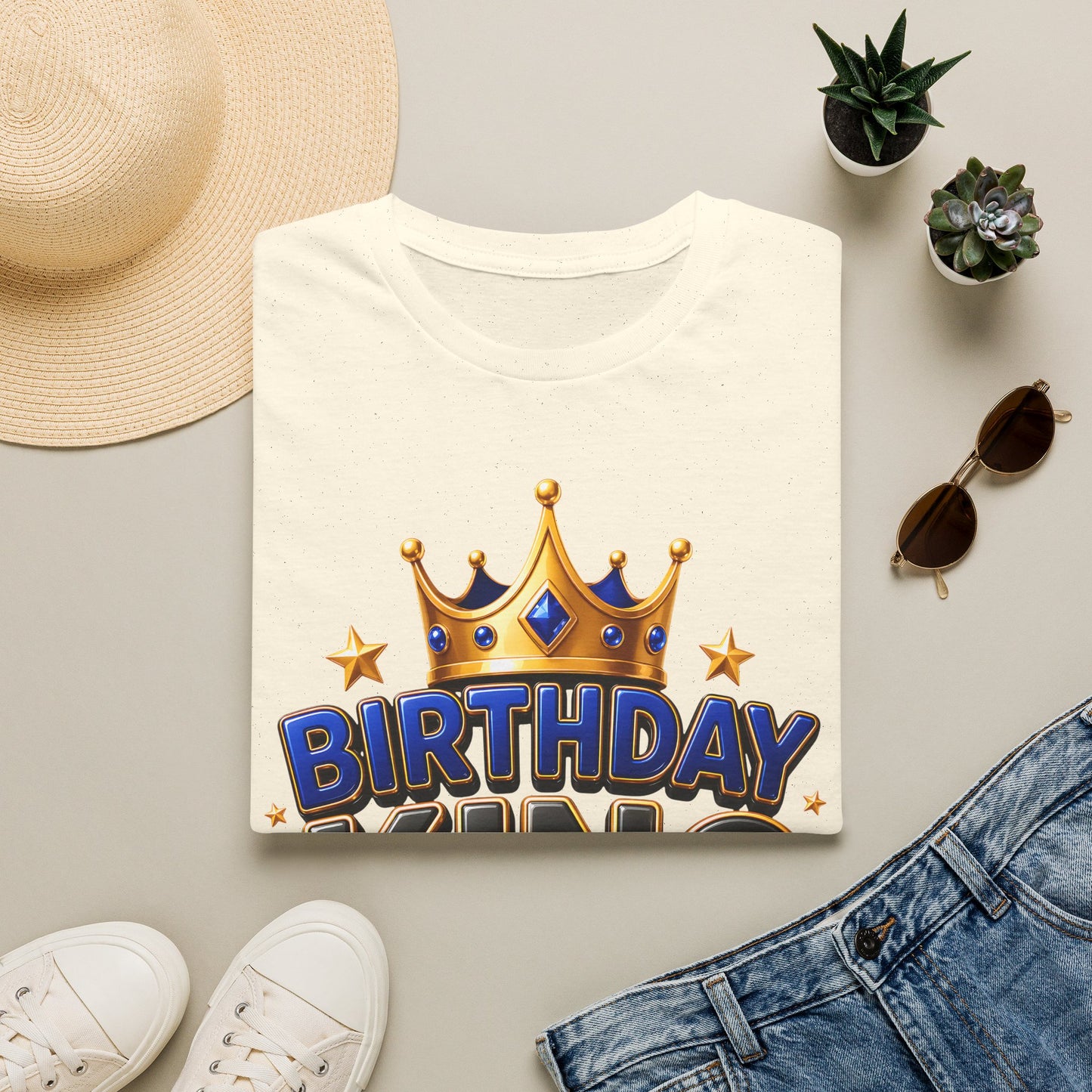Birthday King T-Shirt — Crown Graphic Birthday Tee for Men