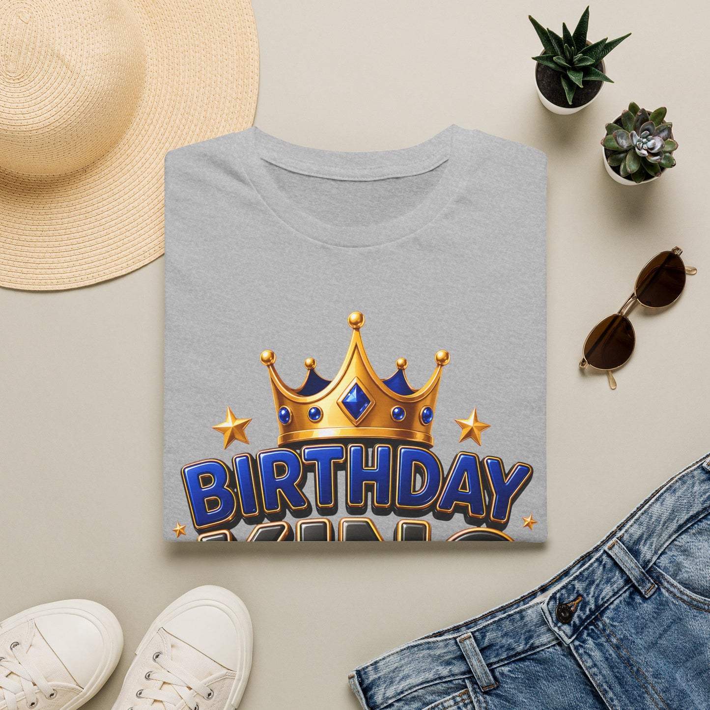 Birthday King T-Shirt — Crown Graphic Birthday Tee for Men