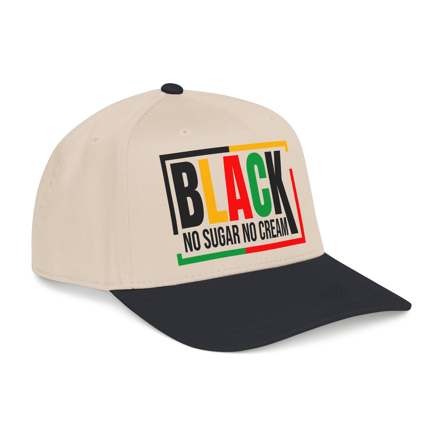 Black No Sugar No Cream Baseball Cap — Rasta Pride Mid-Profile Hat