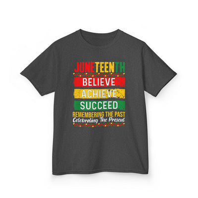 Juneteenth Kids T-Shirt – "Believe Achieve Succeed" Celebration Tee