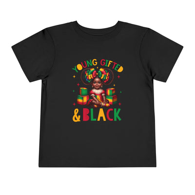 Toddler Tee — "Young, Gifted & Black" Afro Puff Baby Graphic Shirt
