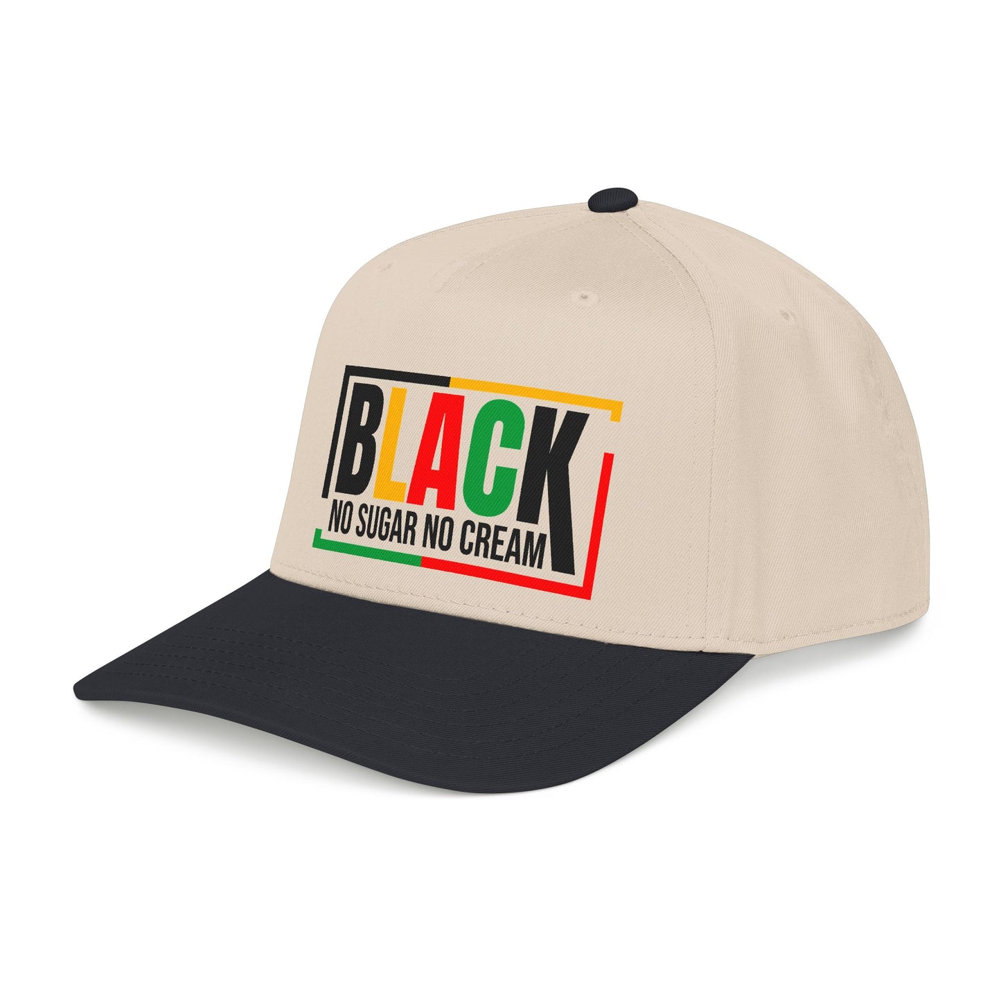 Black No Sugar No Cream Baseball Cap — Rasta Pride Mid-Profile Hat