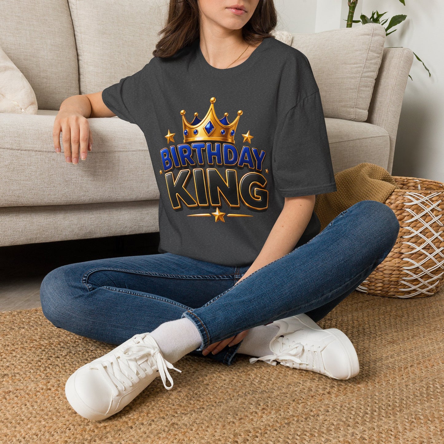 Birthday King T-Shirt — Crown Graphic Birthday Tee for Men