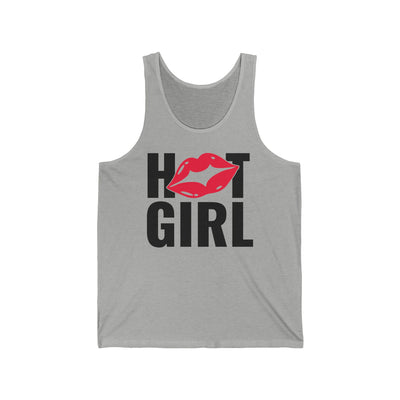 Hot Girl Tank Top — Red Lips Graphic Cotton Jersey Tank