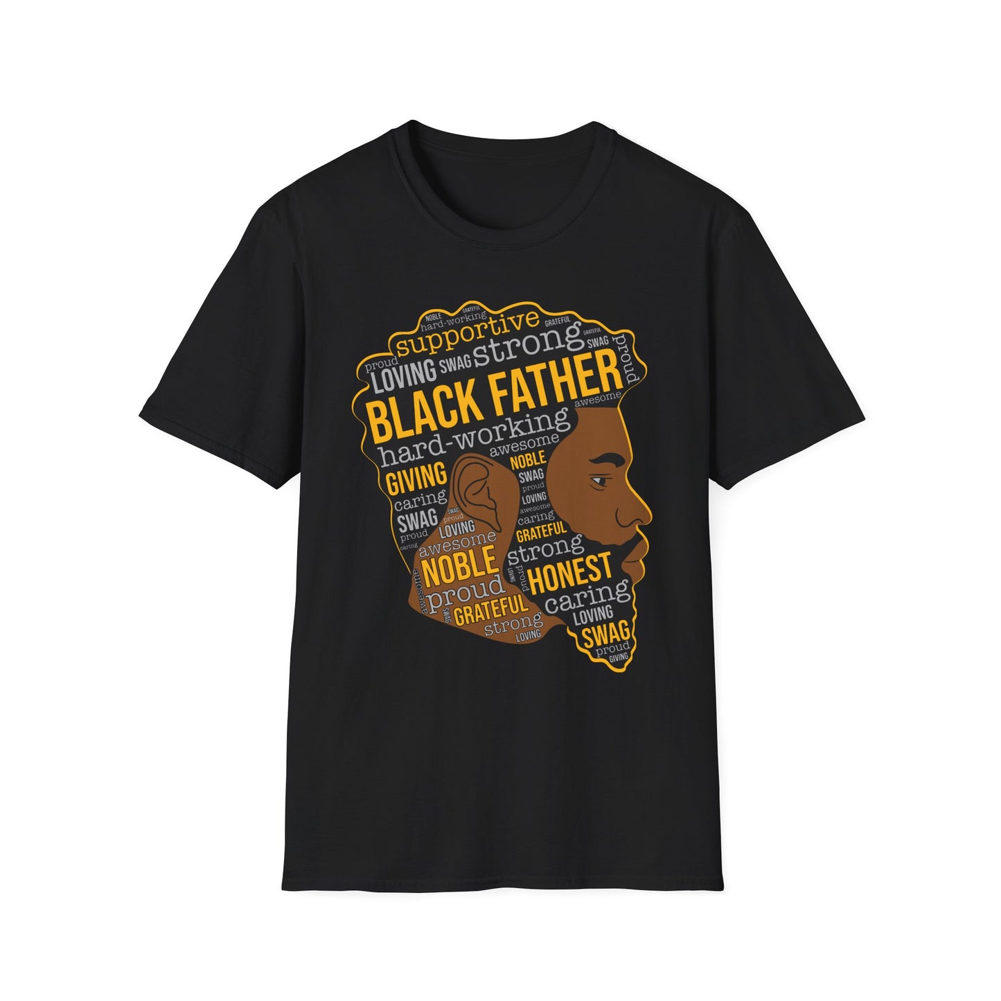 Black Father Word-Art T-Shirt — Proud Dad Tribute Tee