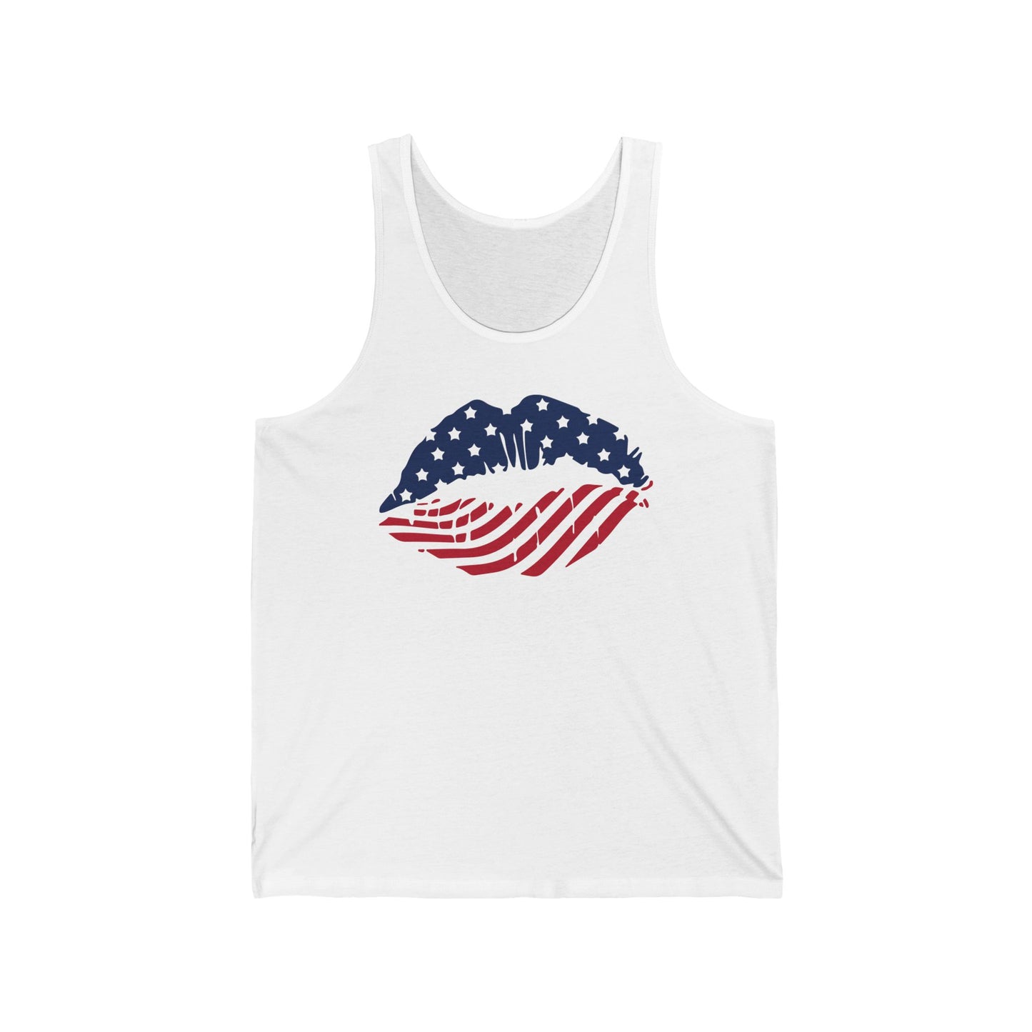 Patriotic Flag Lips Tank Top – American Kiss 4th of July Graphic Tank