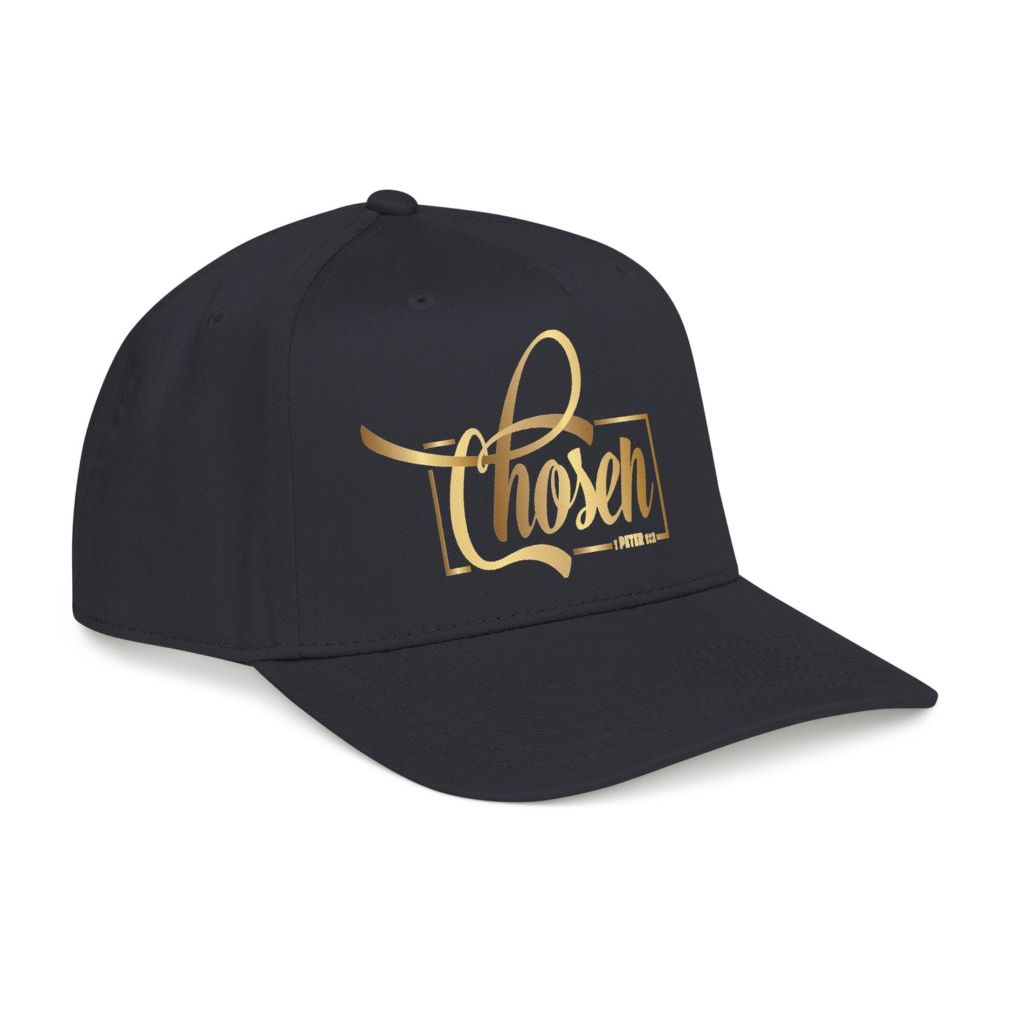 Chosen Baseball Cap — Gold Script Embroidered Mid Profile Hat