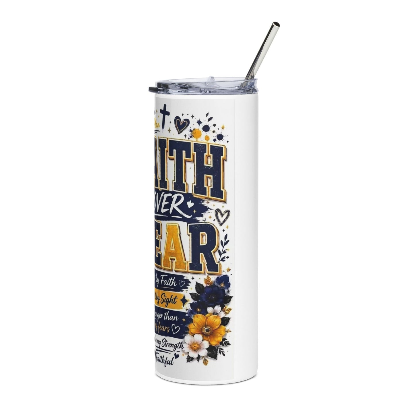 Faith Over Fear 20oz Stainless Steel Tumbler – Inspirational Christian Travel Cup