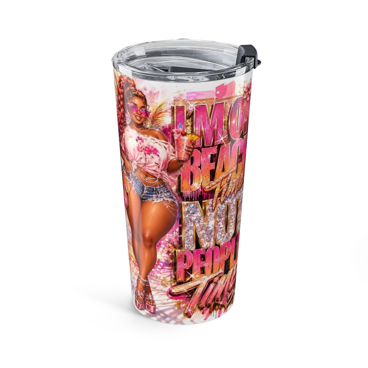 20oz Carnival Queen Tumbler - 'Hold On, Laugh, Live' Pink Glam Stainless Travel Cup