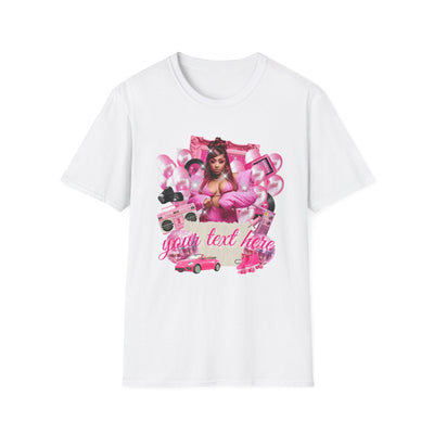Graphic T-Shirt — Pink Glam Queen Collage Tee Customizable Text and Photo