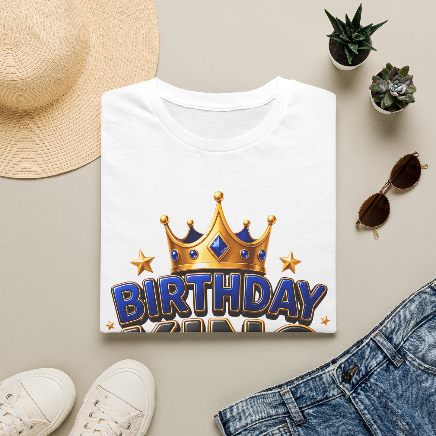 Birthday King T-Shirt — Crown Graphic Birthday Tee for Men