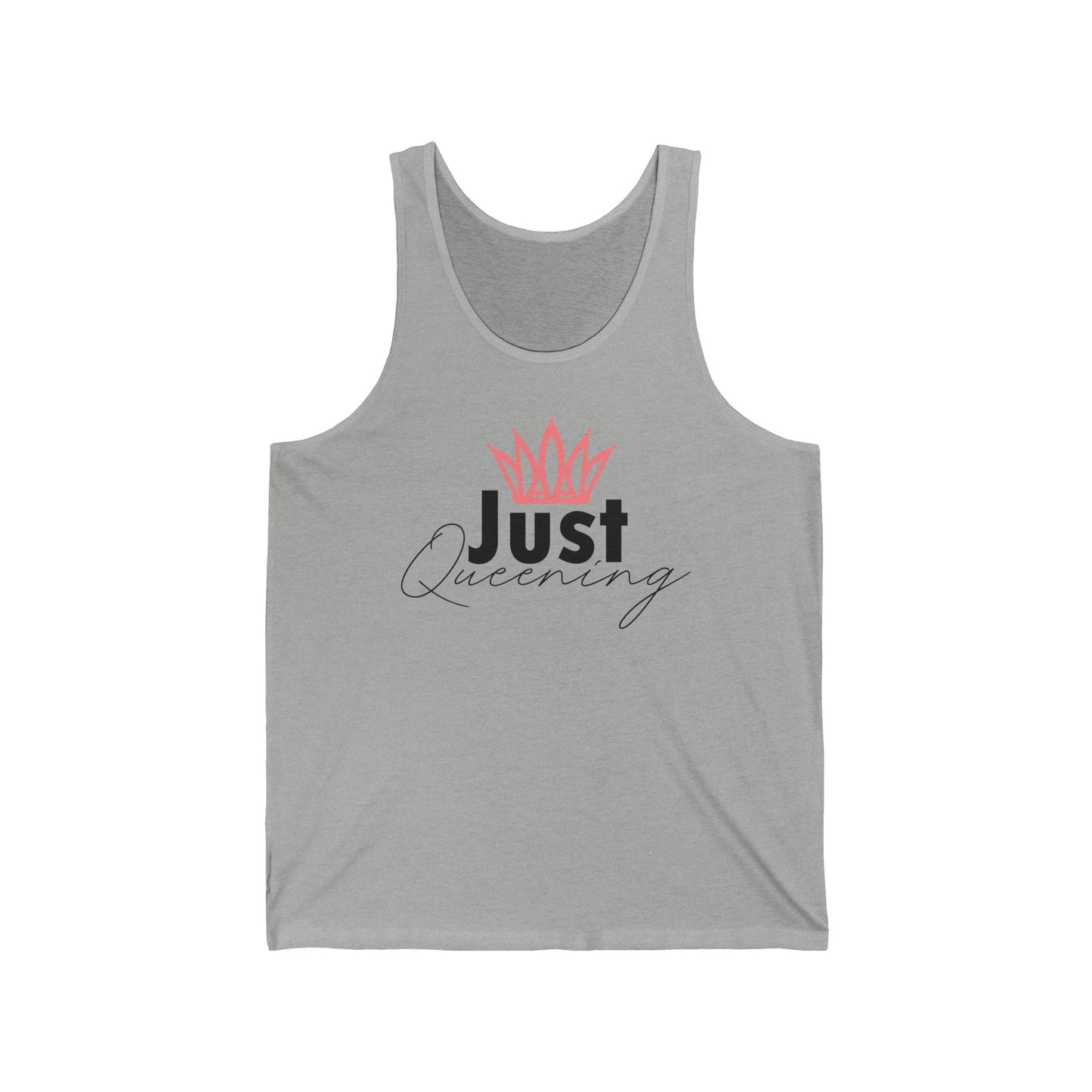 Just Queening Tank Top — Feminine Crown Graphic Tank for Pride, Bachelorette & Confidence