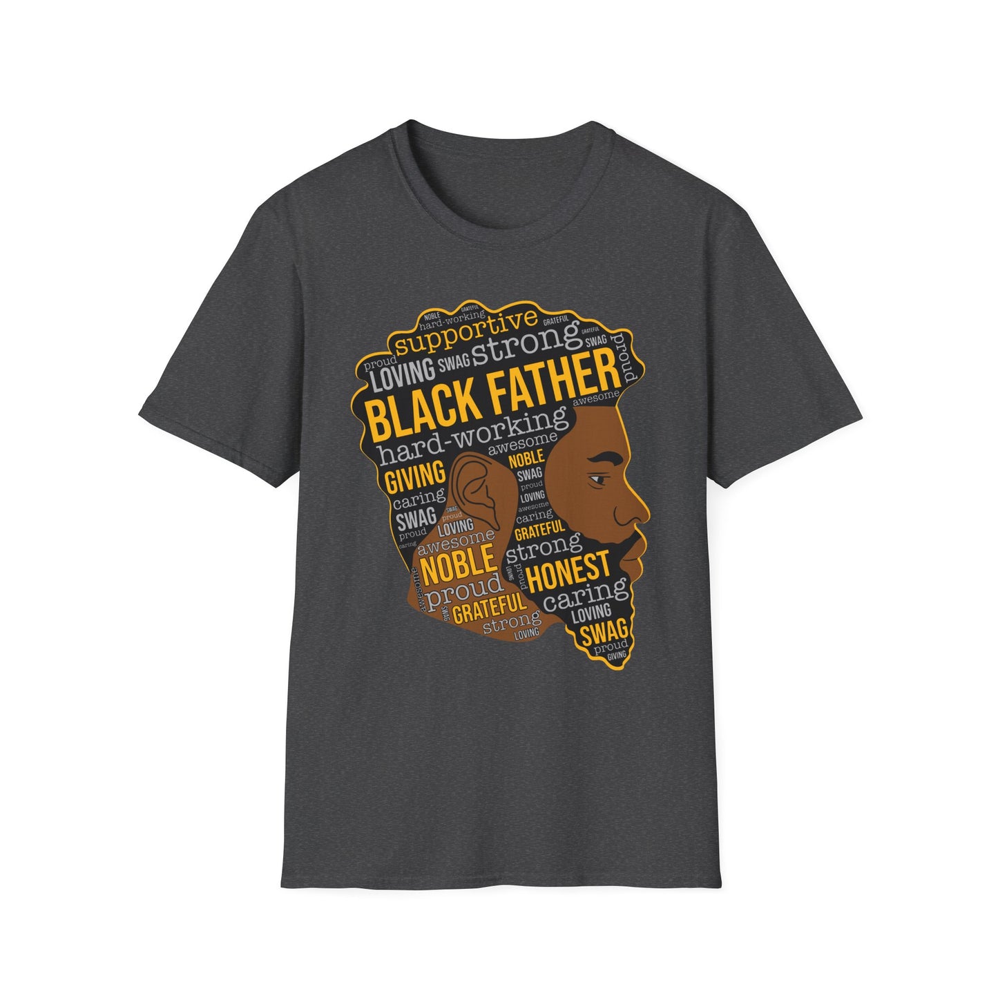 Black Father Word-Art T-Shirt — Proud Dad Tribute Tee