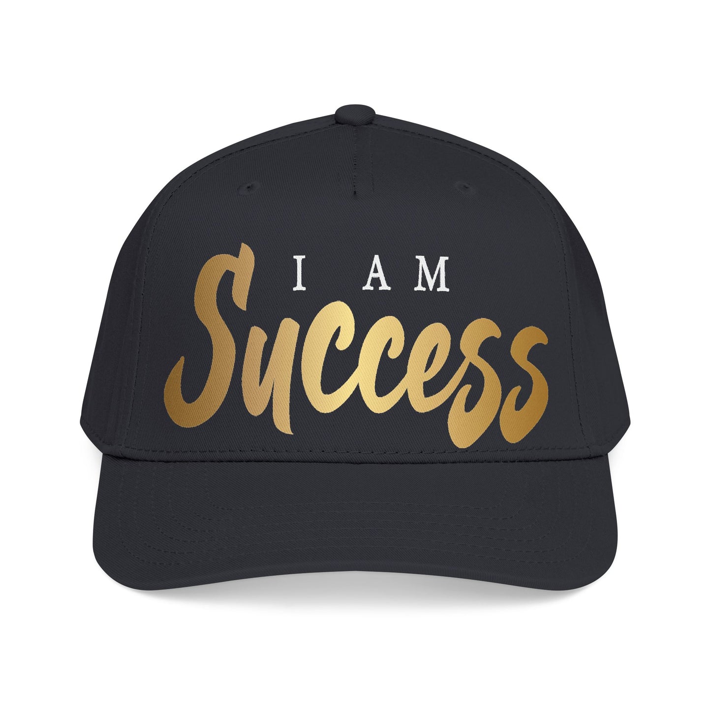 I Am Success Baseball Cap — Motivational Gold Script Mid-Profile Hat