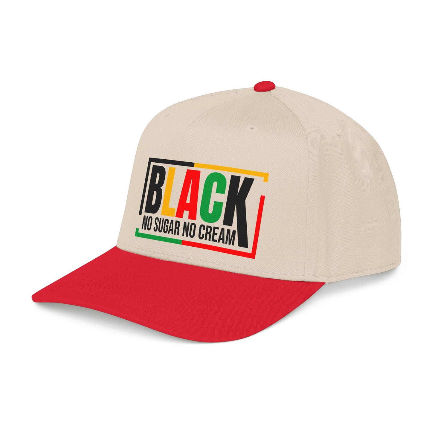 Black No Sugar No Cream Baseball Cap — Rasta Pride Mid-Profile Hat