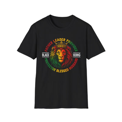 Lion King T-Shirt — 'Father Leader Provider Protector Blessed Husband' Rasta Pride Tee
