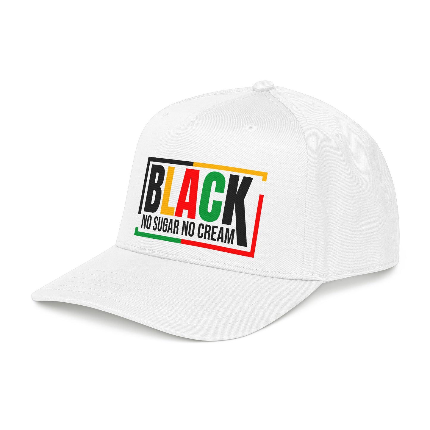 Black No Sugar No Cream Baseball Cap — Rasta Pride Mid-Profile Hat