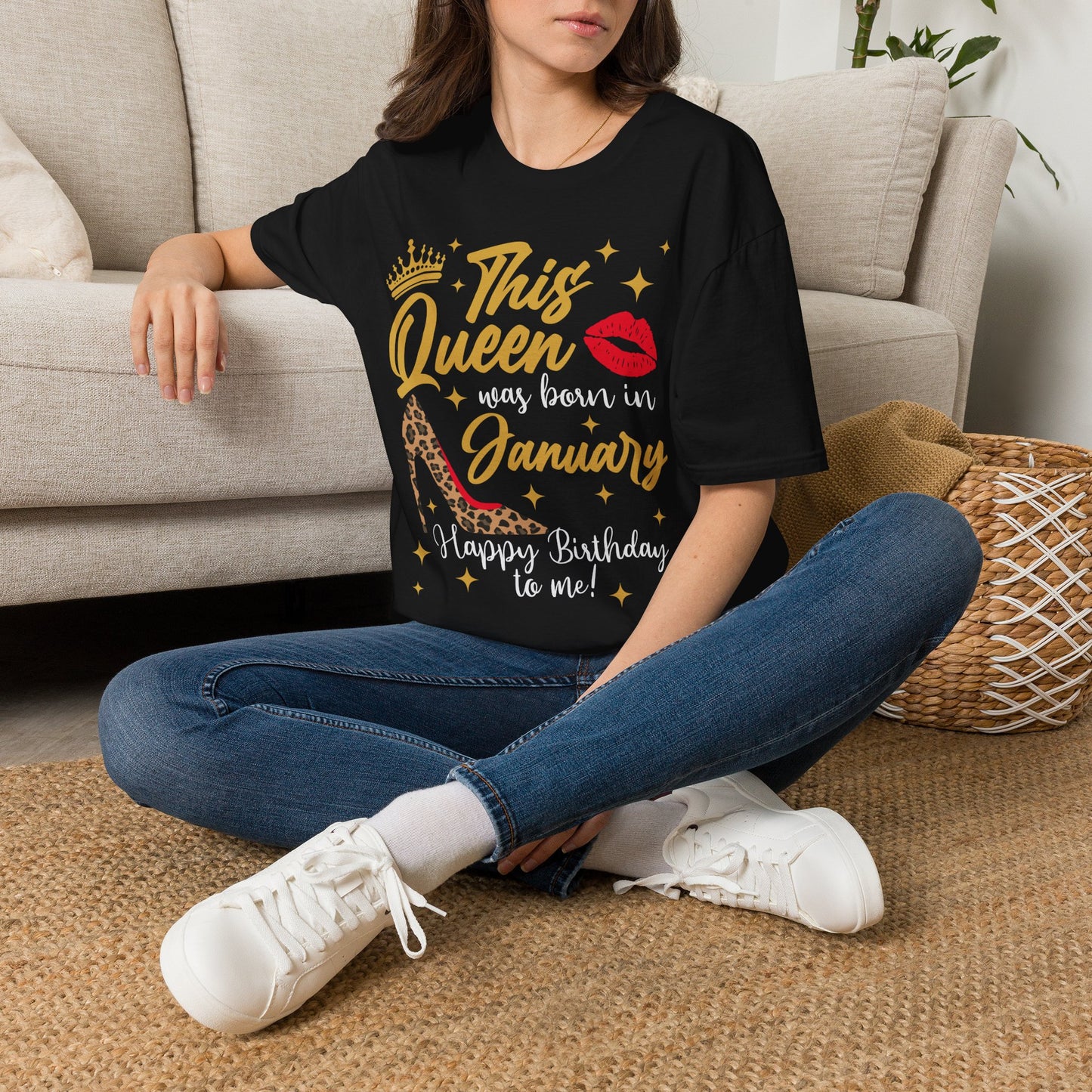 "This Queen Was Born in January" Gold Crown Design