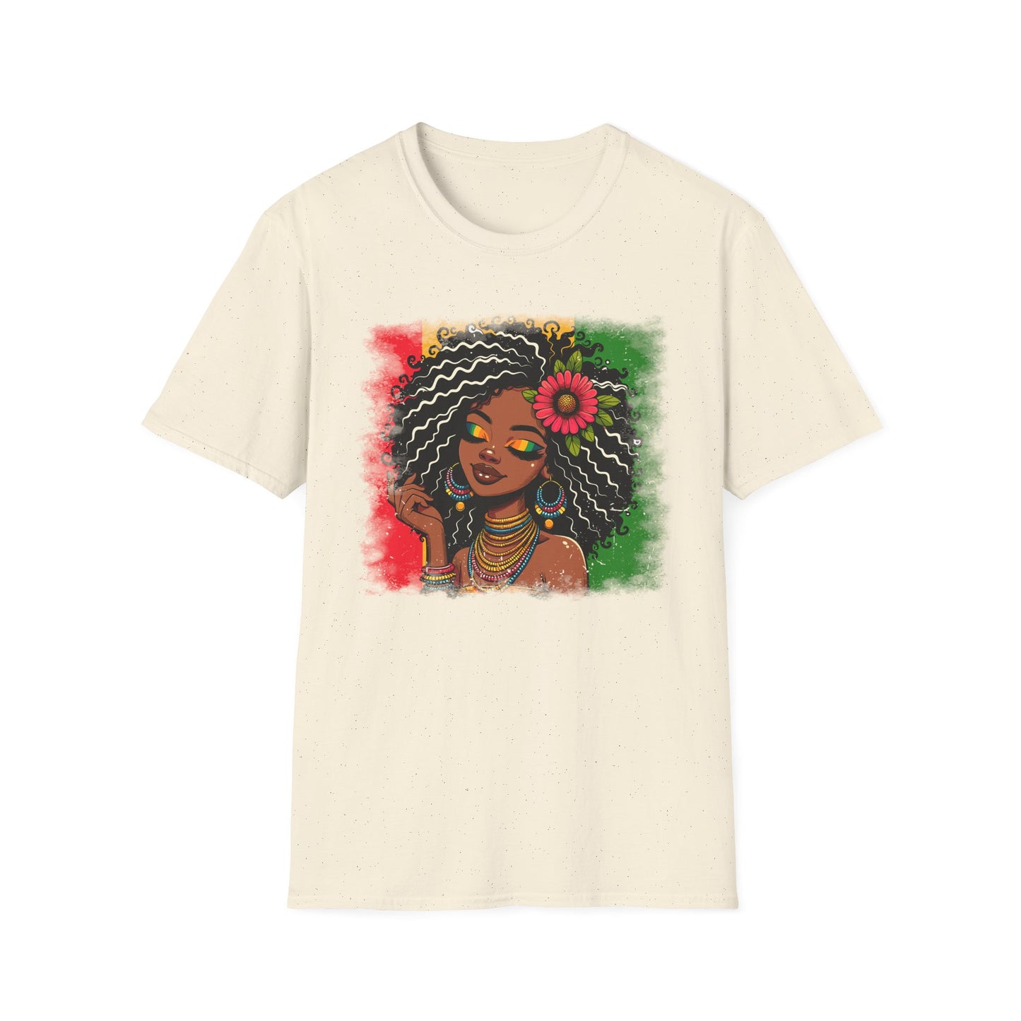 Afro Goddess T-Shirt — Floral Headwrap Black Woman Art Tee