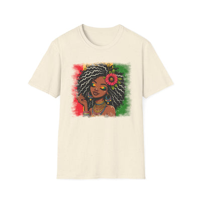 Afro Goddess T-Shirt — Floral Headwrap Black Woman Art Tee