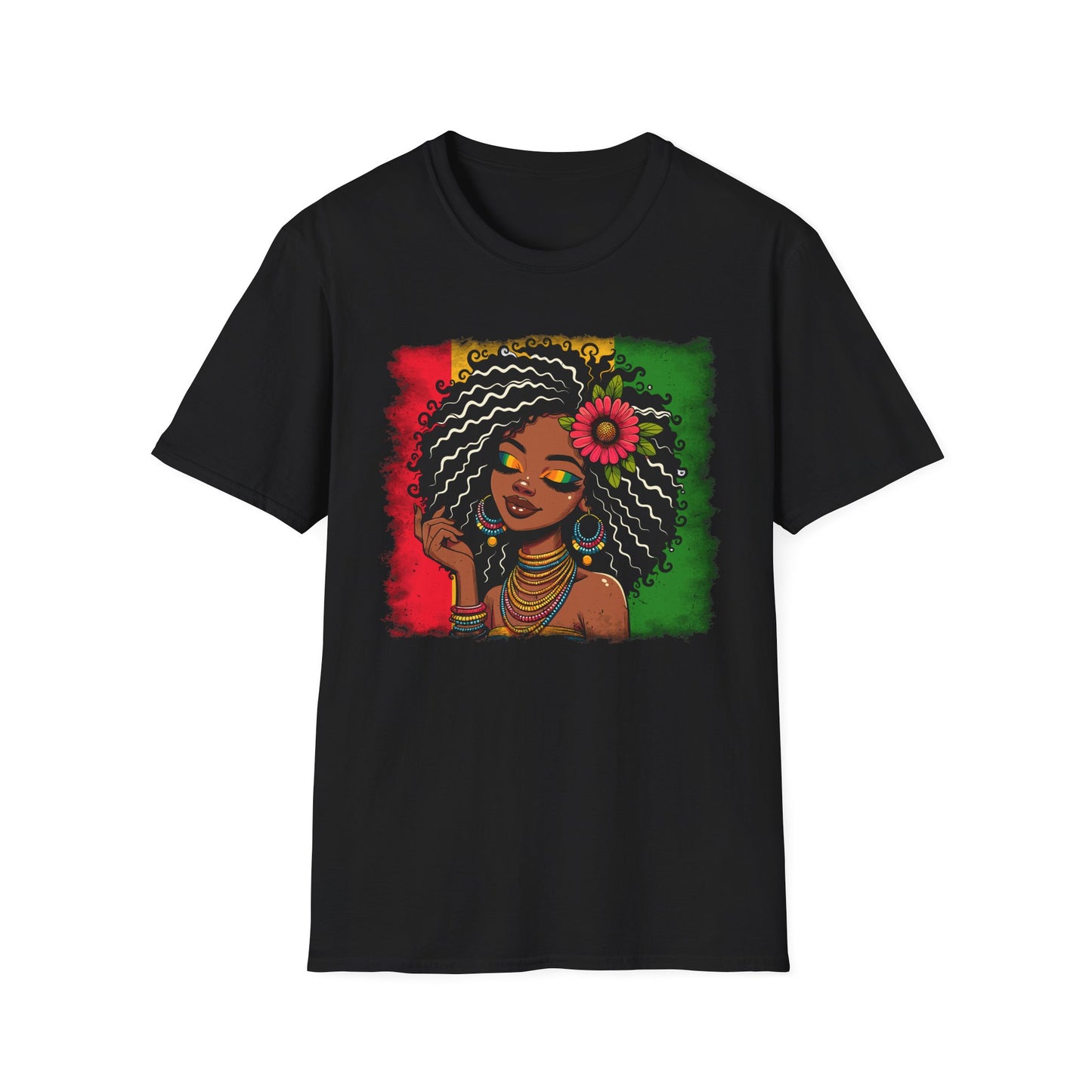 Afro Goddess T-Shirt — Floral Headwrap Black Woman Art Tee