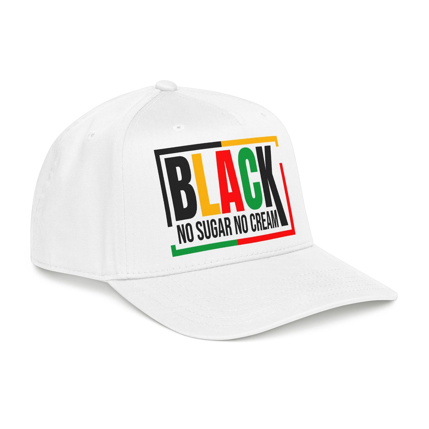 Black No Sugar No Cream Baseball Cap — Rasta Pride Mid-Profile Hat