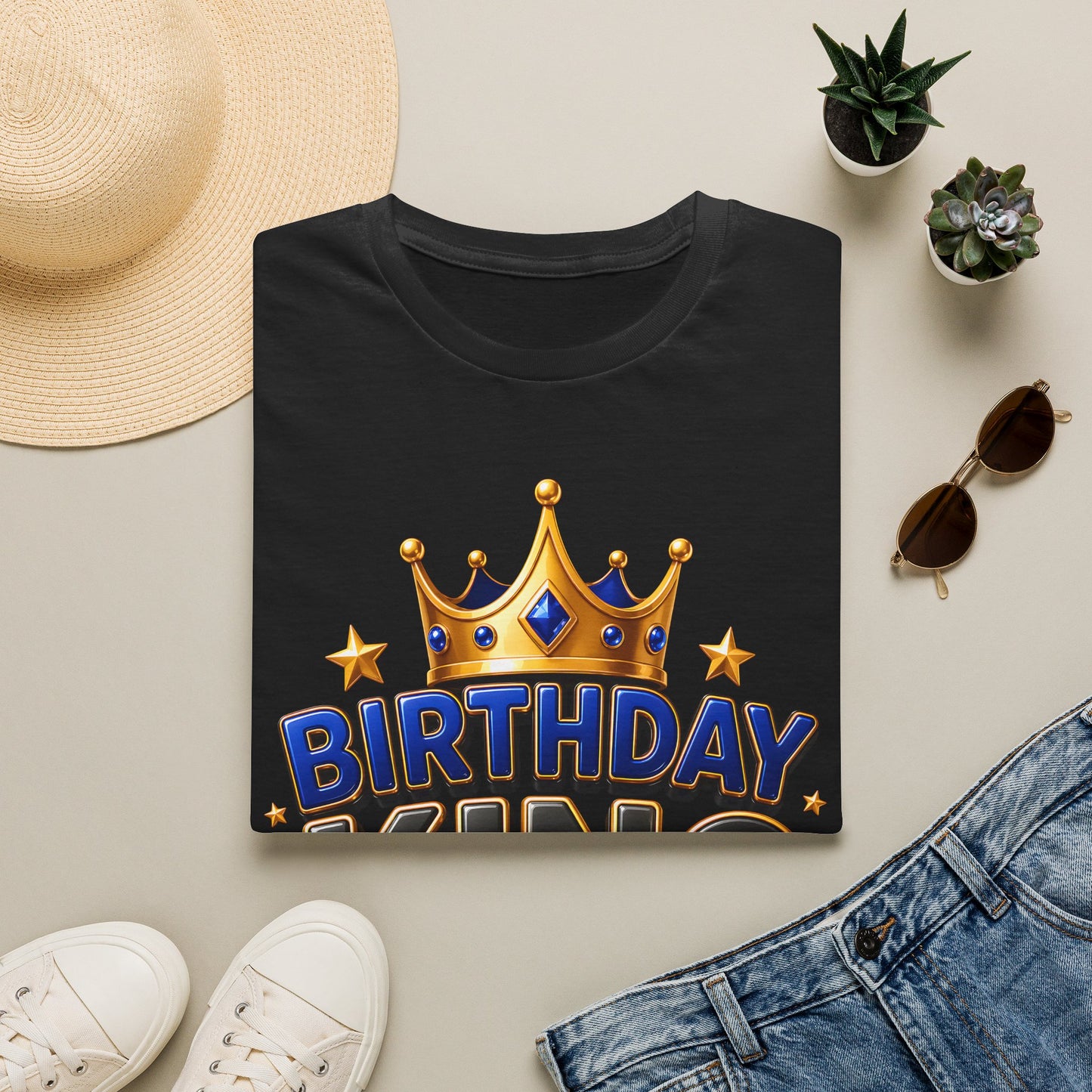 Birthday King T-Shirt — Crown Graphic Birthday Tee for Men