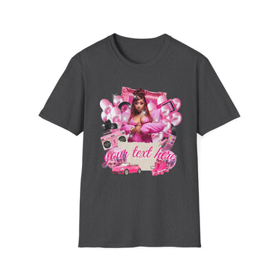 Graphic T-Shirt — Pink Glam Queen Collage Tee Customizable Text and Photo