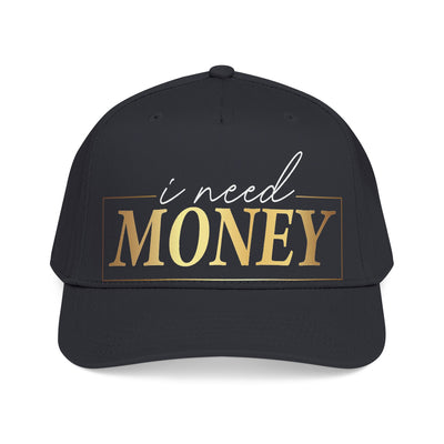 I Need Money Baseball Cap — Bold Gold Statement Hat
