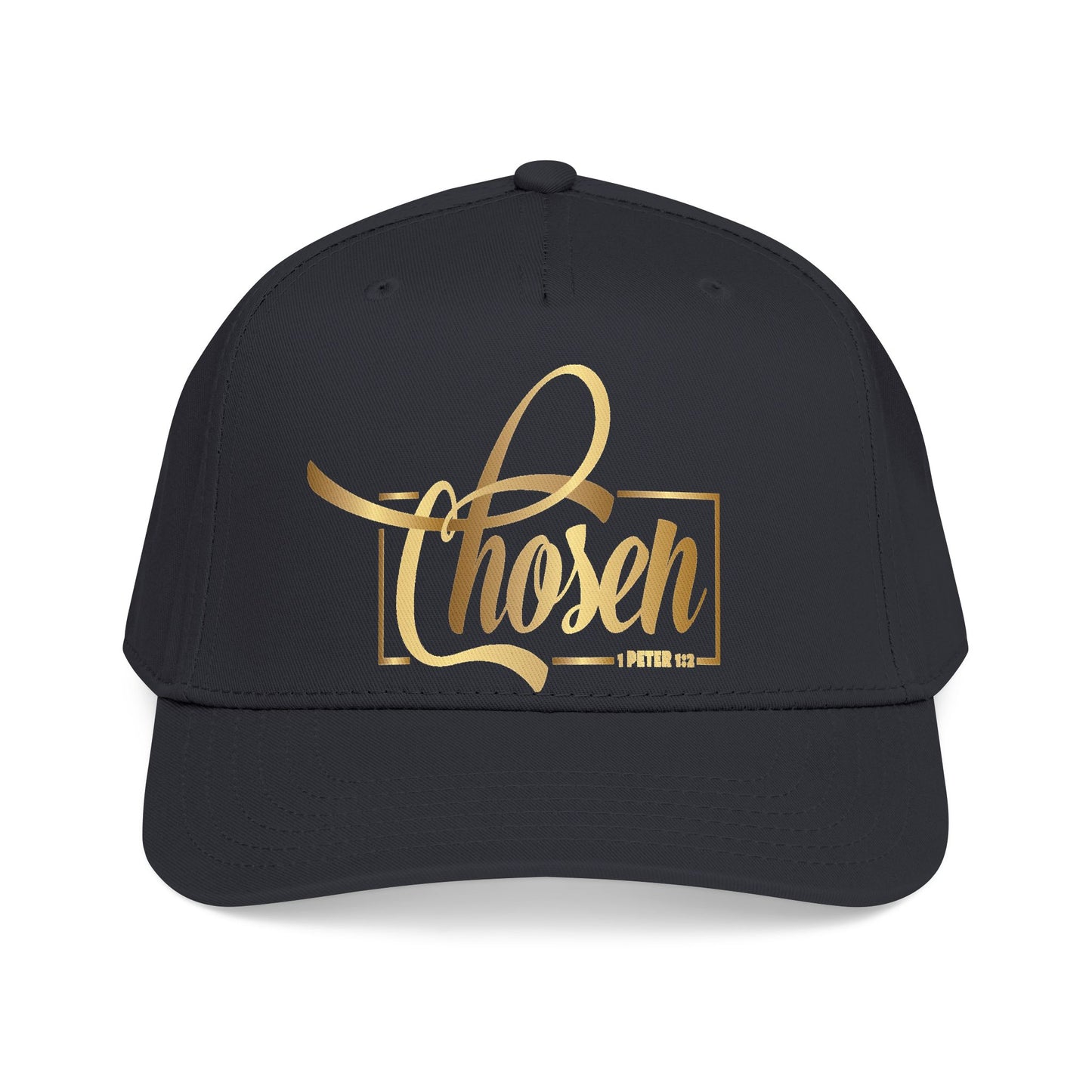 Chosen Baseball Cap — Gold Script Embroidered Mid Profile Hat