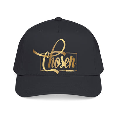 Chosen Baseball Cap — Gold Script Embroidered Mid Profile Hat