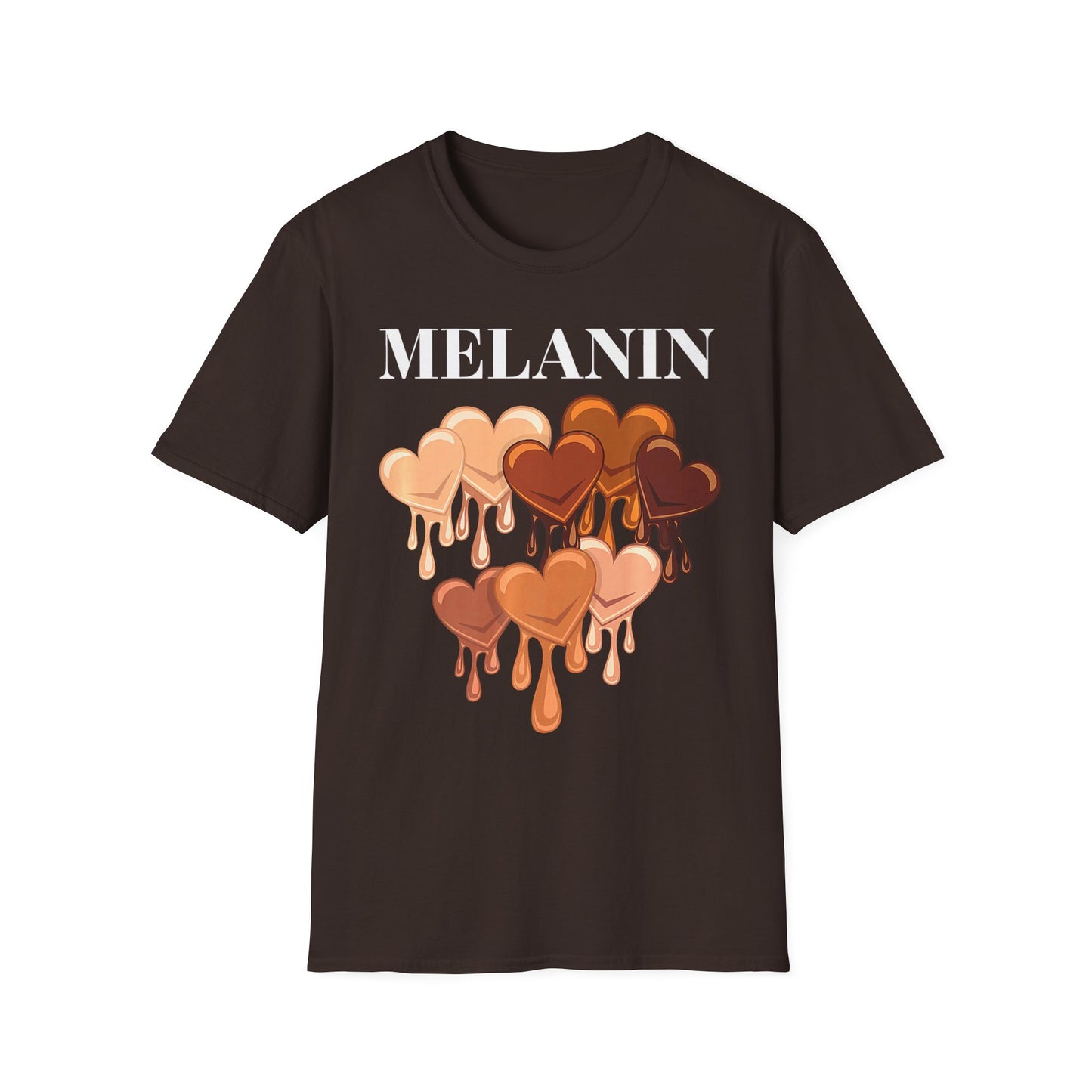 Melanin Drip Hearts T-Shirt — Brown Skin Pride Graphic Tee