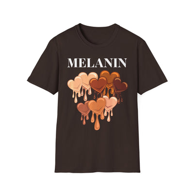Melanin Drip Hearts T-Shirt — Brown Skin Pride Graphic Tee