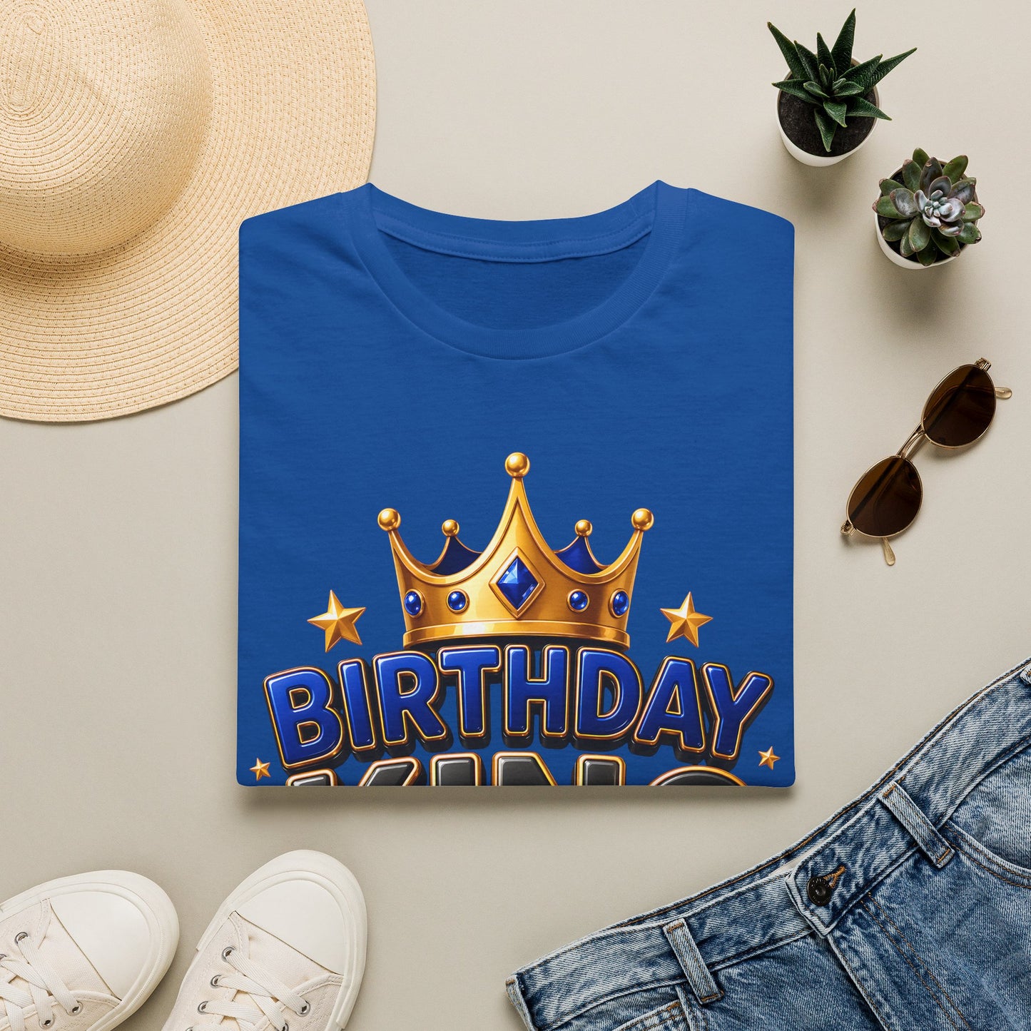 Birthday King T-Shirt — Crown Graphic Birthday Tee for Men