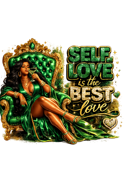 20oz Stainless Tumbler — "Self Love is the Best Love" Green Throne Queen Design