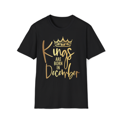 Kings Are Born In December - Black Gold Crown T-Shirt
