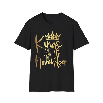 Kings Are Born In November - Black Gold Crown T-Shirt