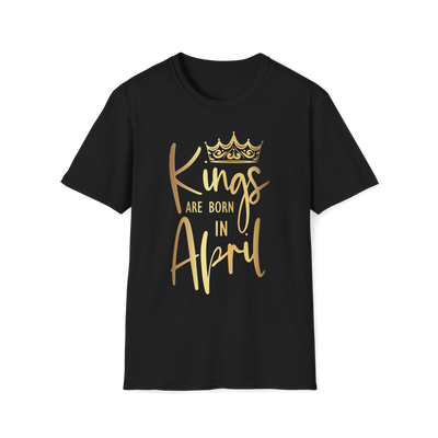 Kings Are Born In April - Black Gold Crown T-Shirt