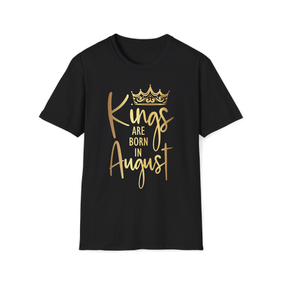 Kings Are Born In August - Black Gold Crown T-Shirt