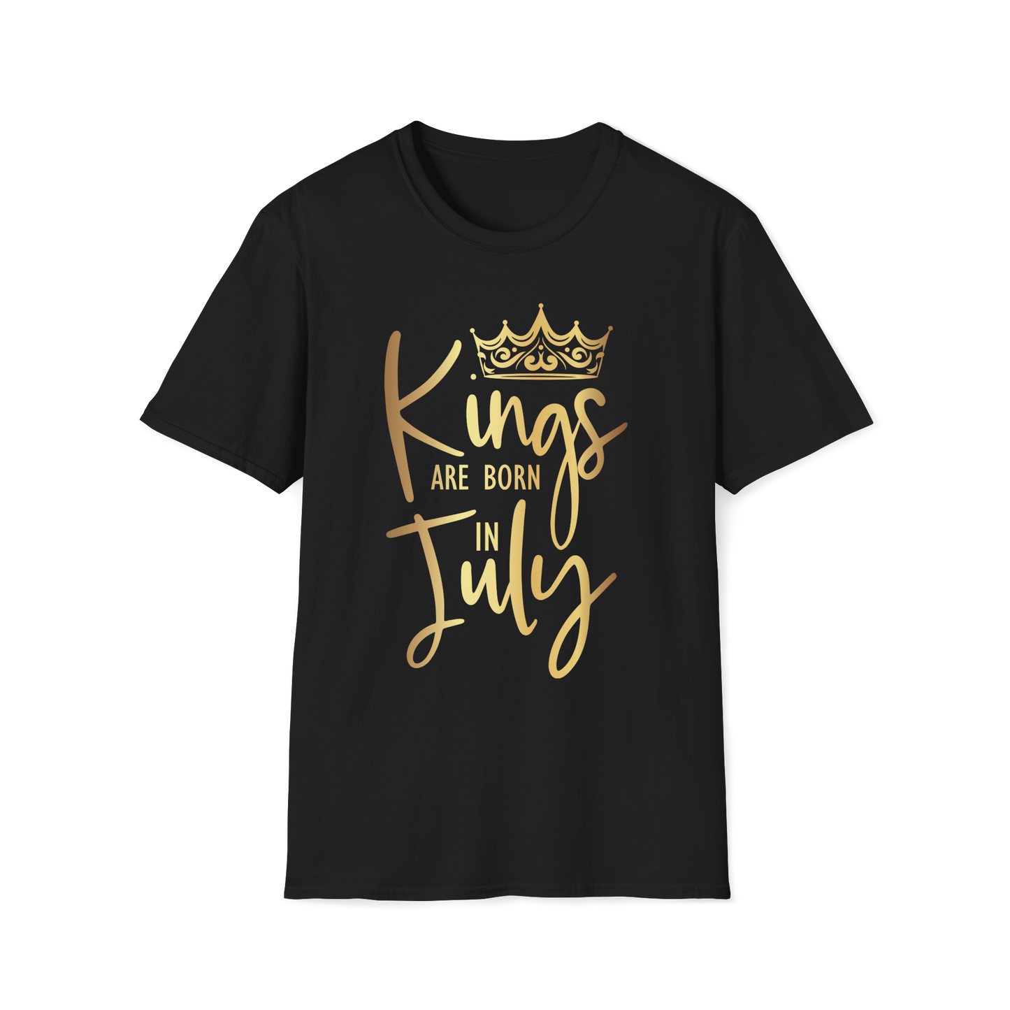 Kings Are Born In July - Black Gold Crown T-Shirt
