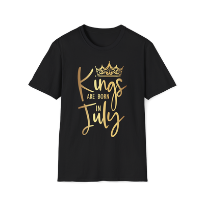 Kings Are Born In July - Black Gold Crown T-Shirt