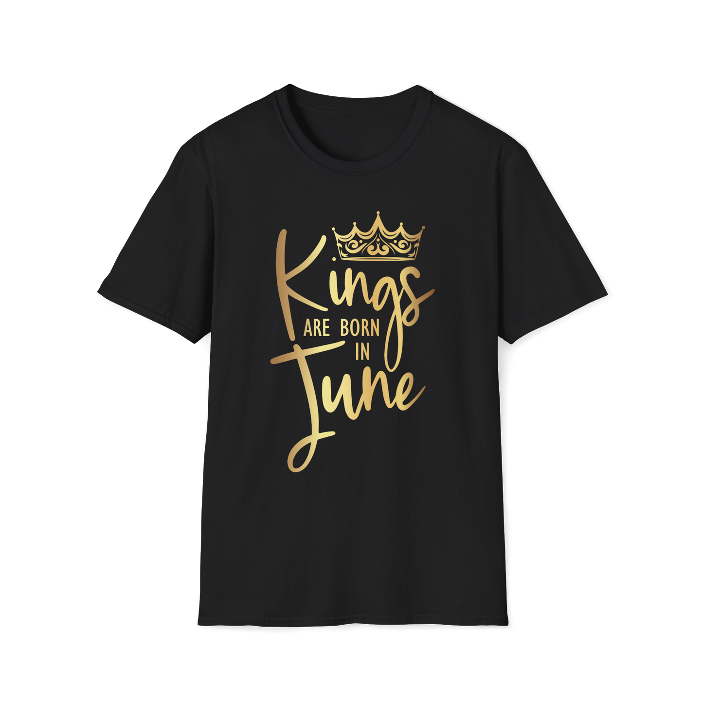 Kings Are Born In June - Black Gold Crown T-Shirt