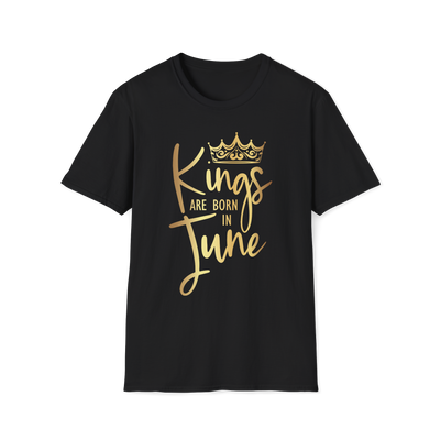 Kings Are Born In June - Black Gold Crown T-Shirt