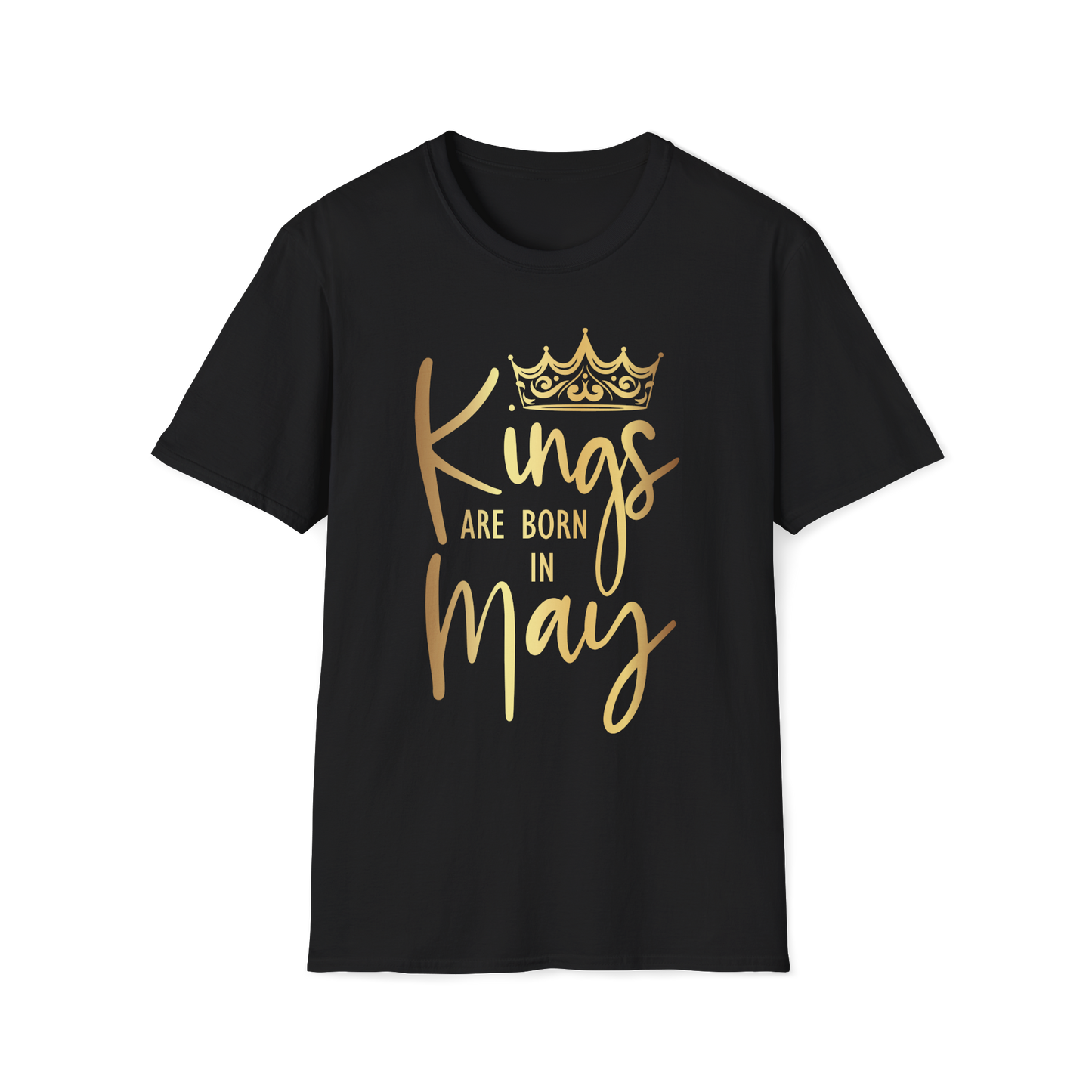 Kings Are Born In May - Black Gold Crown T-Shirt