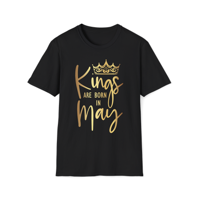Kings Are Born In May - Black Gold Crown T-Shirt